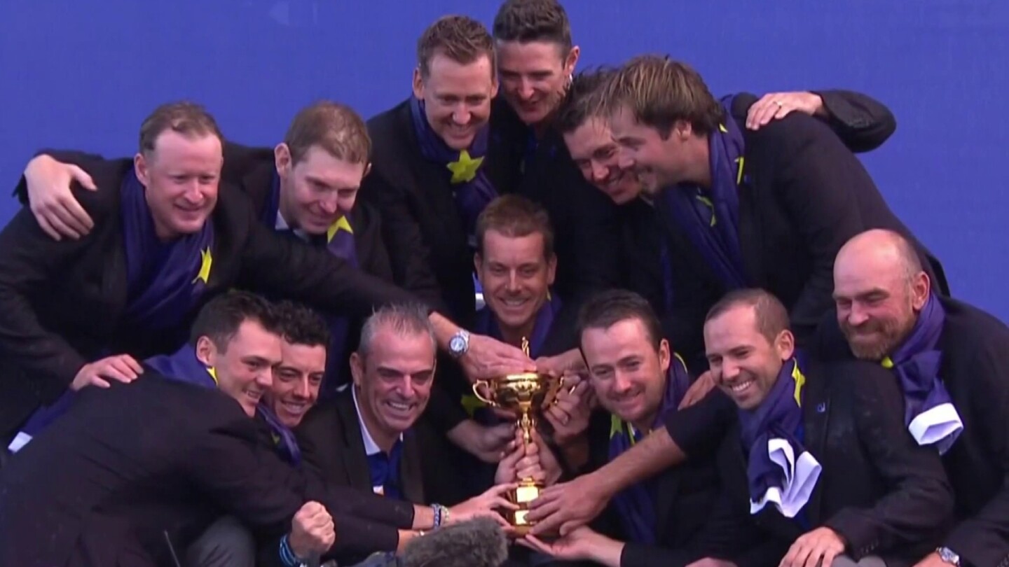 Relive Paul McGinley’s role in Team Europe winning Ryder Cup in 2002, 2014