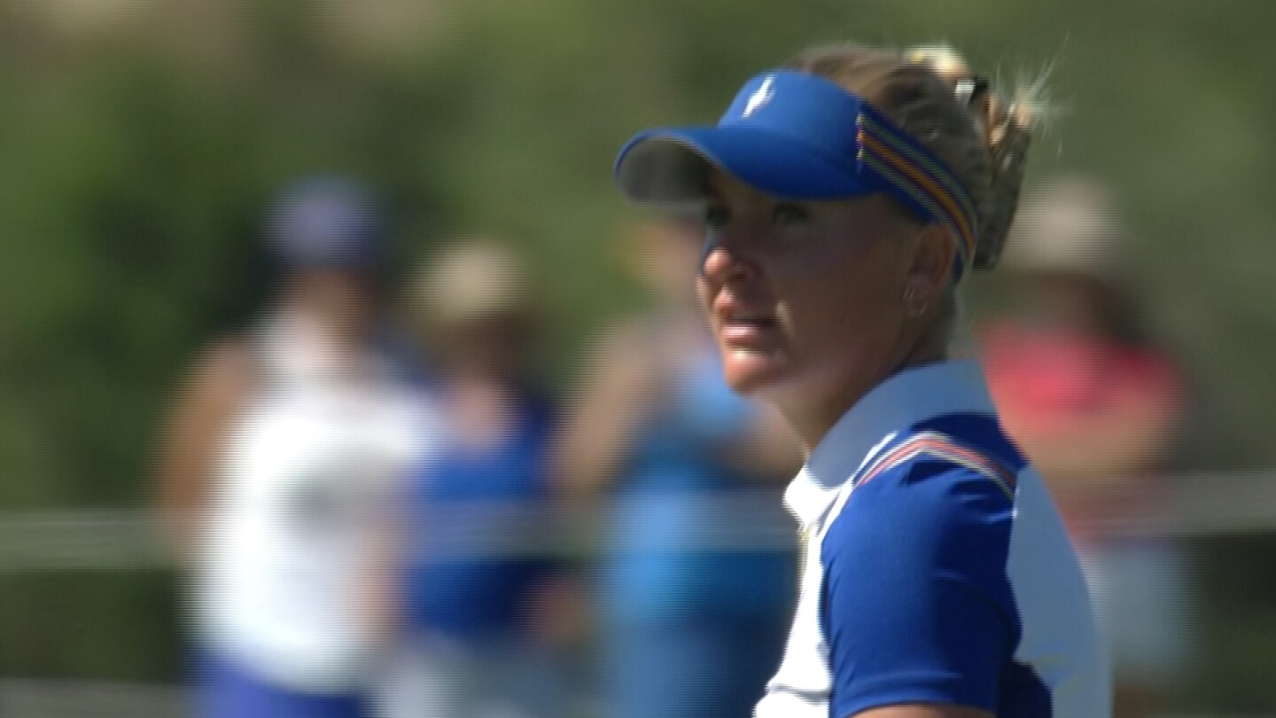 Charley Hull nearly hits Team Europe captain Suzann Pettersen with approach