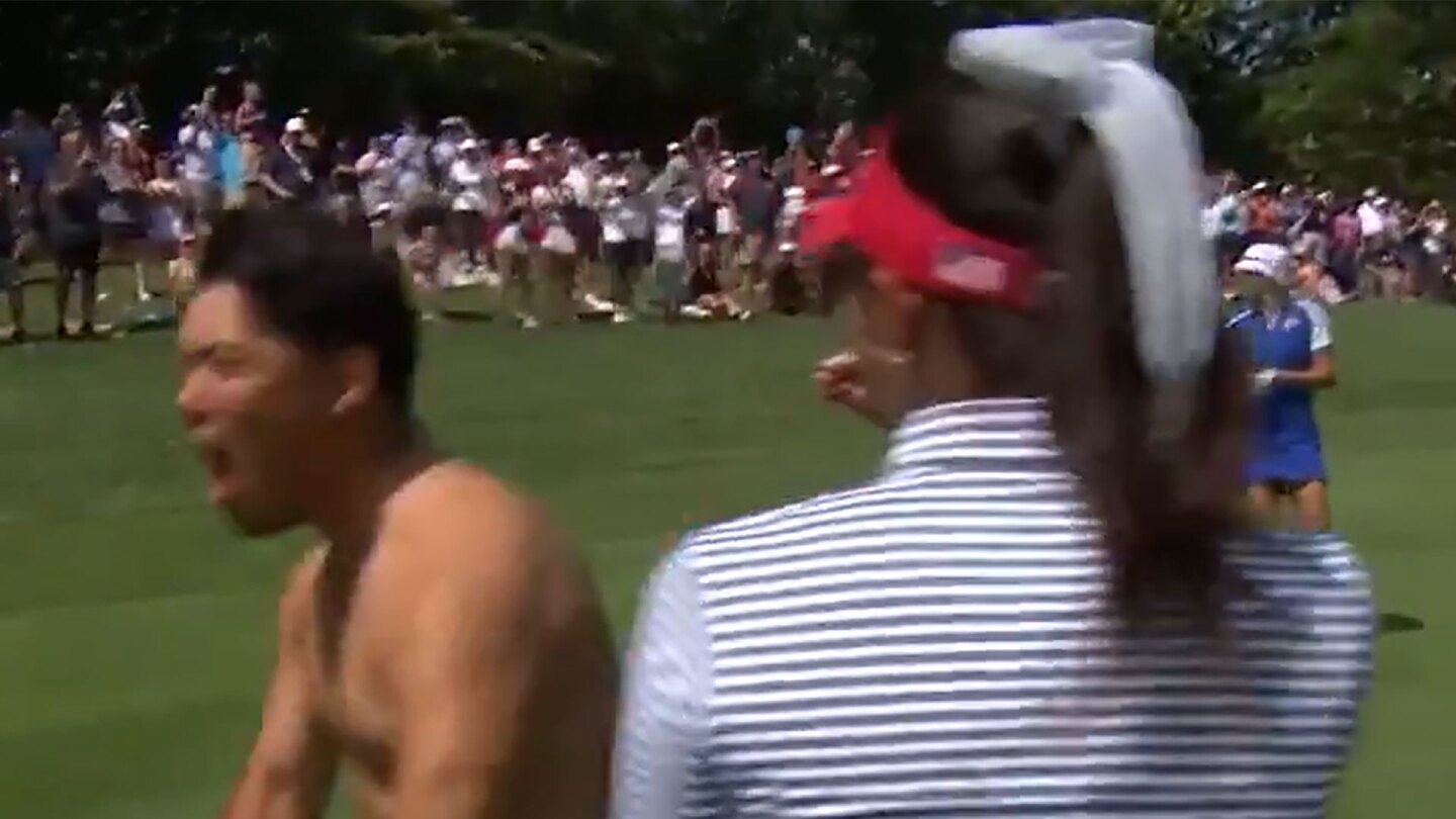 Why caddies ripped off shirts and bibs in reaction to Alison Lee’s hole-out at Solheim Cup